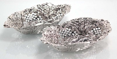 Lot 348 - A pair of late Victorian stamped silver dishes...