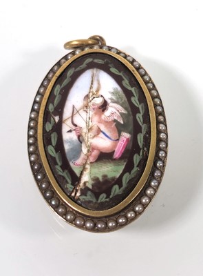 Lot 404 - A 19th century yellow metal and enamel locket...