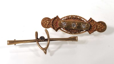 Lot 405 - A late Victorian 15ct gold and diamond brooch...