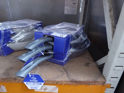 Lot 14 - 3 Basoo 3 piece aluminium fry pan sets in grey