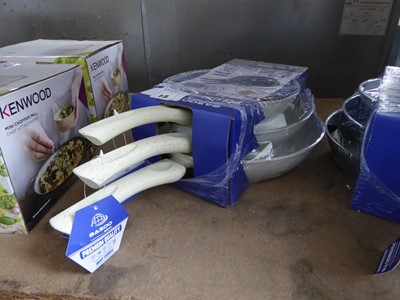 Lot 15 - 3 Basoo 3 piece aluminium fry pan sets in beige