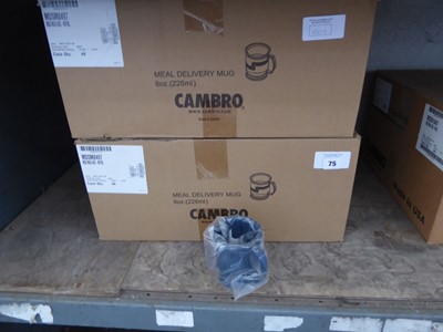 Lot 75 - Box containing Cambro plastic mugs and a box...