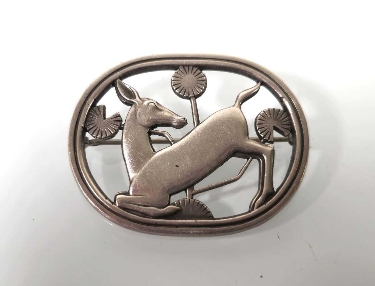 Lot 425 - A Georg Jensen 'Kneeling Deer' brooch no. 256