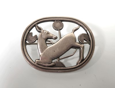 Lot 425 - A Georg Jensen 'Kneeling Deer' brooch no. 256