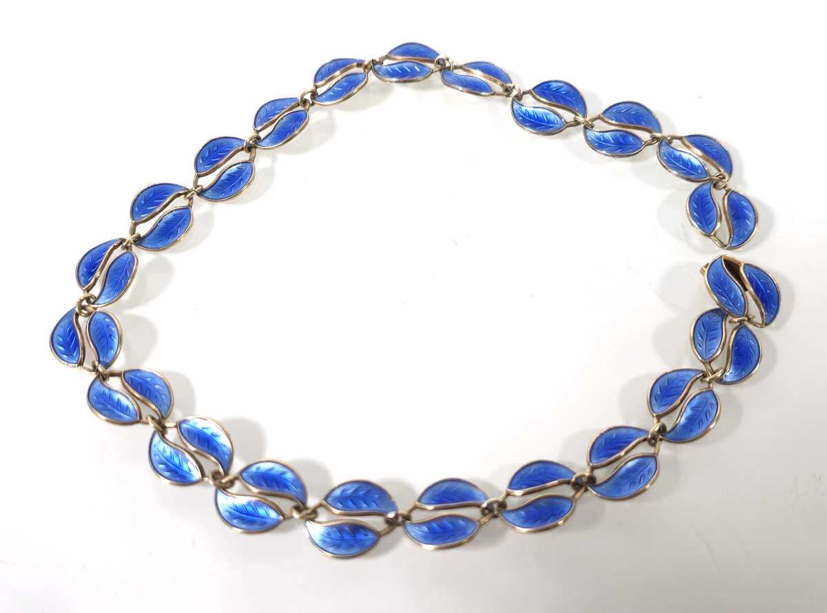 Lot 426 - A David Andersen silver and blue enamelled...