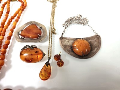 Lot 428 - A collection of amber and amber type necklaces...