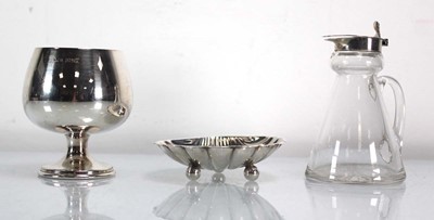 Lot 363 - A silver shell shaped butter dish, maker GH,...