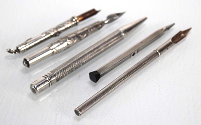 Lot 366 - A silver engine turned propelling pencil,...