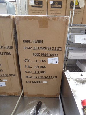 Lot 116 - Chefmaster 3.5L food processor, boxed