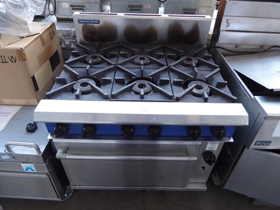 Lot 323 - 90cm gas Blue Seal 6-burner cooker with single-...