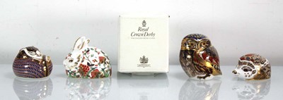 Lot 203 - Four Royal Crown Derby paperweights modelled...