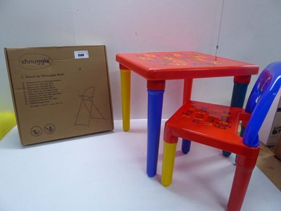 Lot 3560 - Shnuggle stand for bath and Kids plastic table...