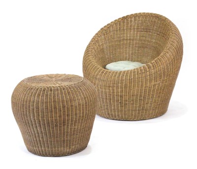 Lot 234 - A vintage wicker work pod chair together with...