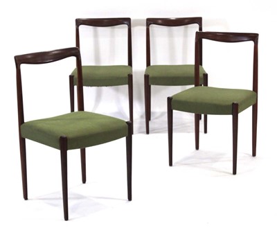 Lot 236 - A set of four 1960's afromosia/teak rail-back...