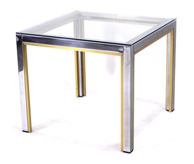 Lot 249 - A 1970's Italian chrome, brass and glass side...