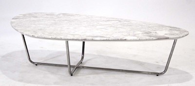 Lot 311 - A marble coffee table with crossed tubular...