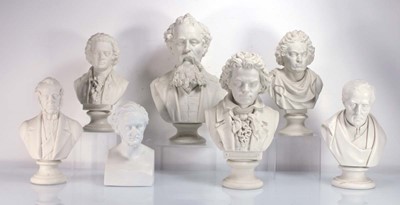 Lot 234 - Seven Copeland and other Parian type busts...