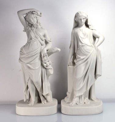 Lot 236 - A Parian type figure 'Comedy', h. 45 cm and a...