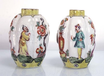 Lot 245 - A pair of miniature vases of squash shaped...