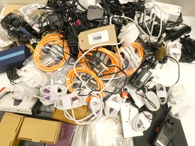 Lot 2408 - Assorted cables, leads, PSUs and other...