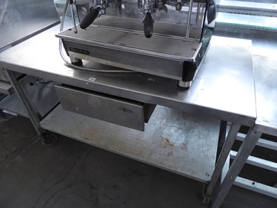 Lot 197 - 145cm stainless steel prep table with drawer...