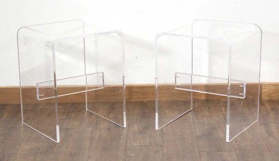 Lot 385 - A pair of lucite occasional tables with...