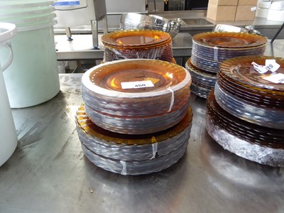 Lot 450 - Approx. 24 22cm Duralex amber glass plates,...