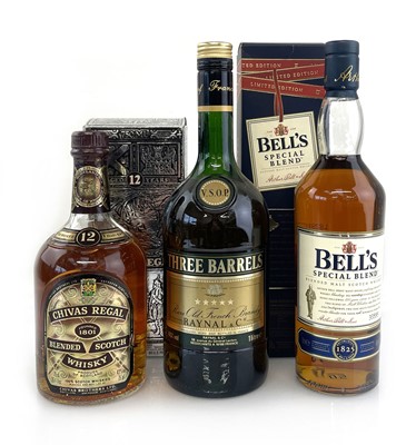 Lot 25 - 3 bottles, 1x Chivas Regal 12 year old blended...