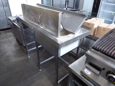 Lot 514 - 145cm high level 2 bowl sink unit with drainer
