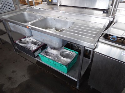 Lot 583 - 180cm stainless steel double bowl sink with...