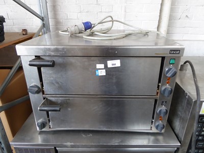 Lot 591 - 81cm electric Lincat twin deck pizza oven
