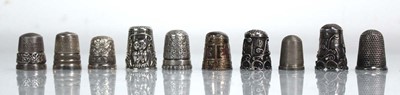 Lot 378 - Ten silver and metalware thimbles including...