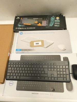 Lot 2433 - 3x Dell KM3322W keyboard & mouse combos and 3...