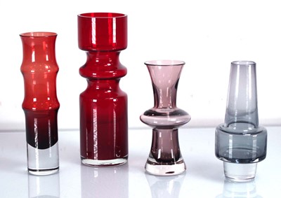 Lot 427 - A group of Scandinavian glass including a red...