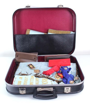 Lot 132 - A case of RAOB regalia including sashes, books...