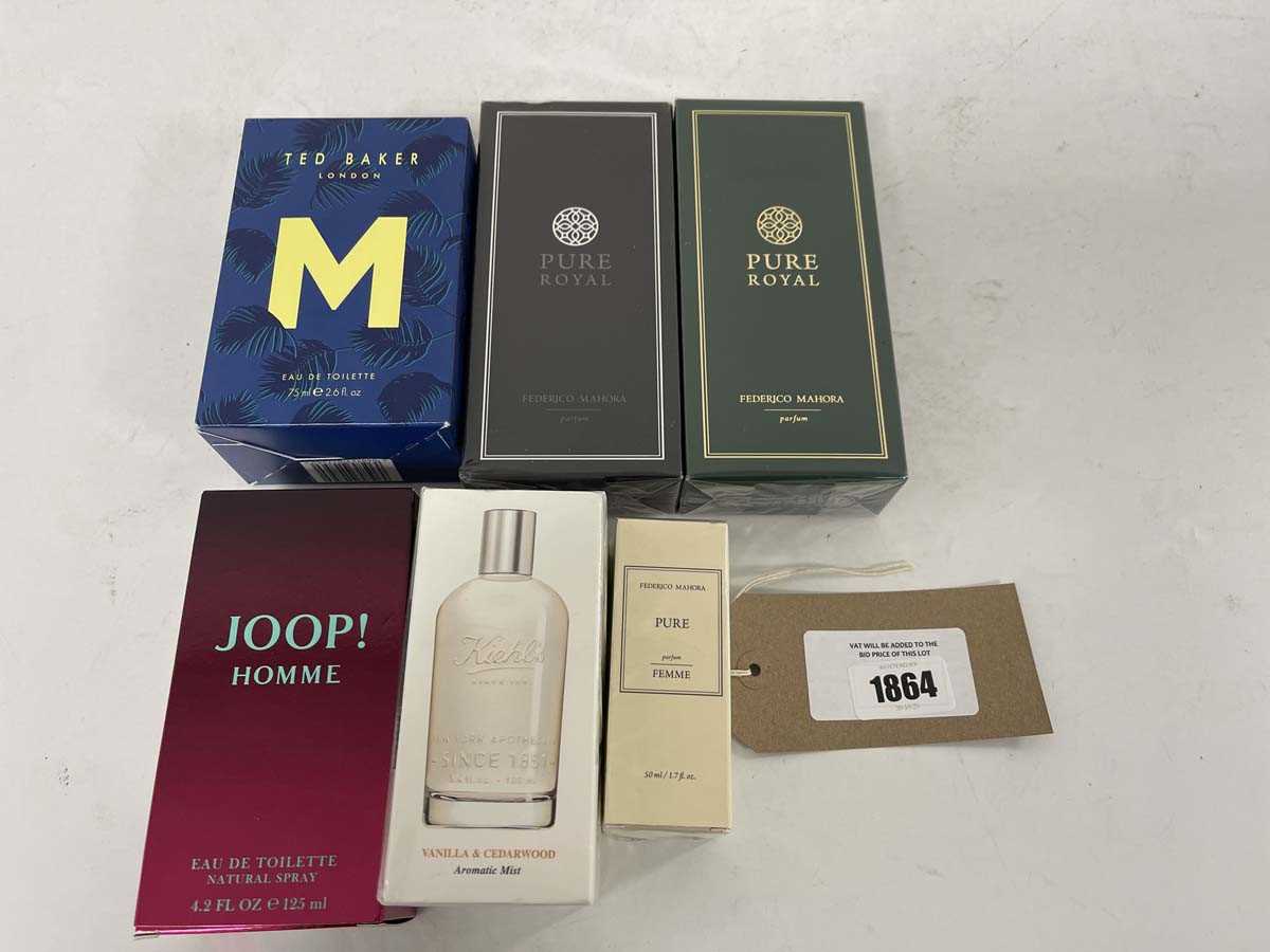 Lot 6x Various perfumes to include Federico Mahora,...