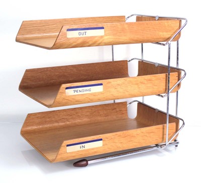 Lot 437 - A British bent ply and tubular three-tier...