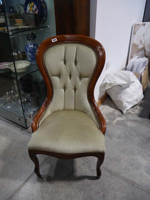 Lot 1348 - Reproduction mahogany framed green button back...