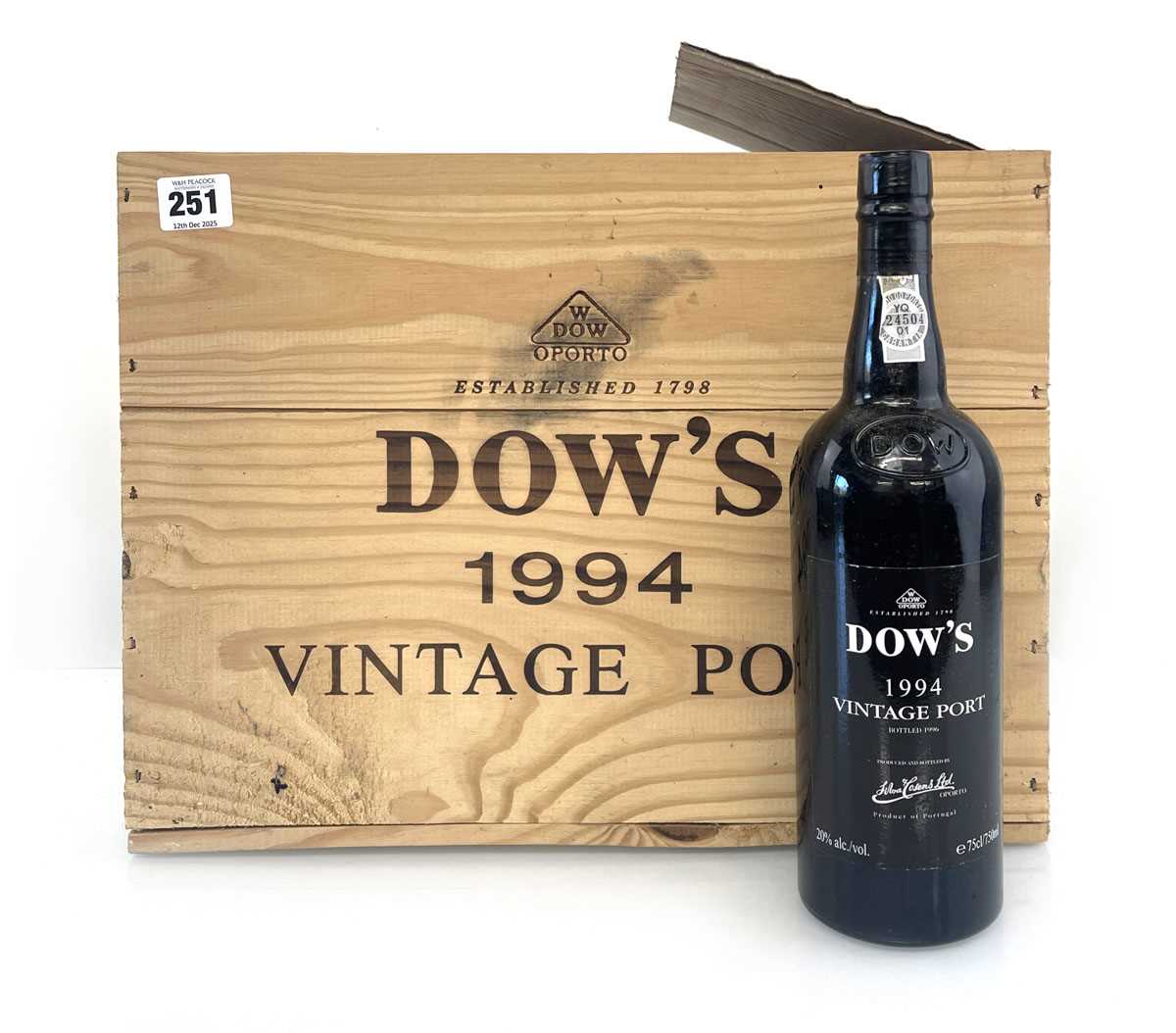 Lot 251 - A 12 bottle wooden case of 1994 Dow's Vintage...