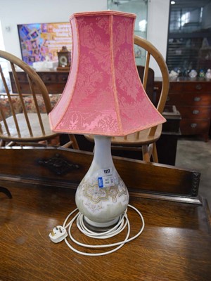 Lot 1117 - China table lantern with pink floral shade