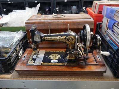 Lot 1294 - Wooden cased manual powered Frister & Rossman...