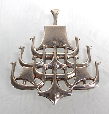 Lot 411 - A Norwegian silver pendant/brooch of stylised...