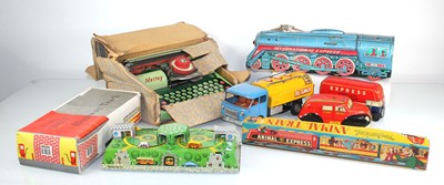 Lot 168 - A group of tinplate toys comprising a Mettoy...