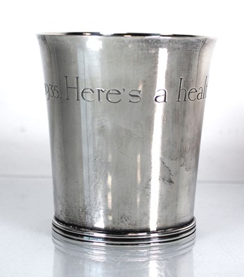 Lot 419 - A silver beaker of slender flared form,...