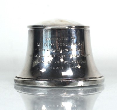 Lot 420 - A silver capstan style inkwell, Cooper Bros.,...