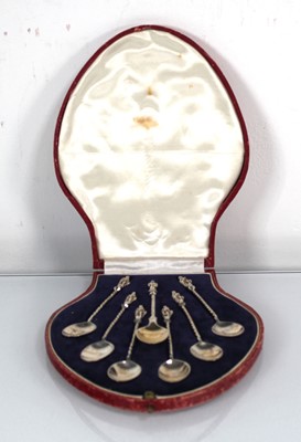 Lot 424 - A set of six Victorian silver apostle spoons,...