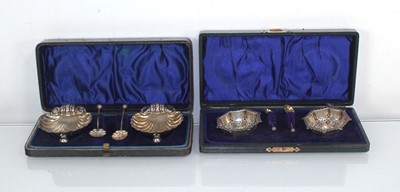 Lot 426 - A pair of Victorian silver salts of shell fork,...