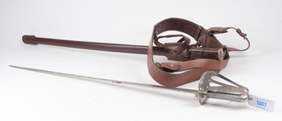 Lot 1007 - Indian P1827 sword, 31 ins etched blade, plain...