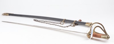 Lot 1006 - Replica infantry sword, 30 ins blade, brass...