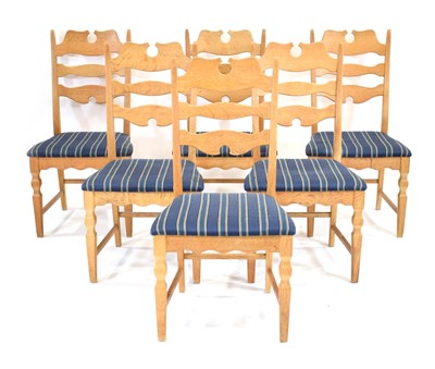 Lot 164 - A set of six Danish oak ladder-back dining...